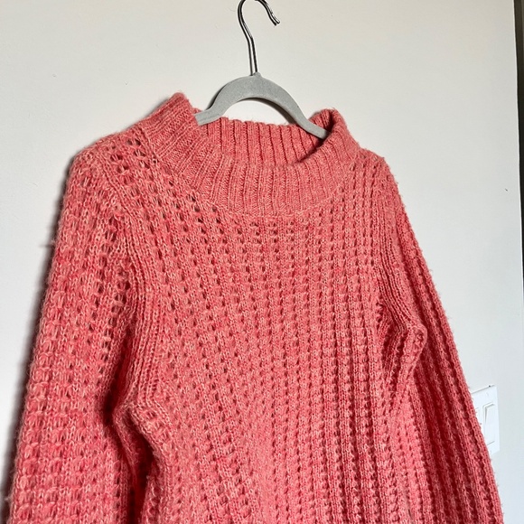 Anthropologie Field Flower Waffle Knit Wool-blend Sweater in Coral Size Medium - Picture 5 of 10